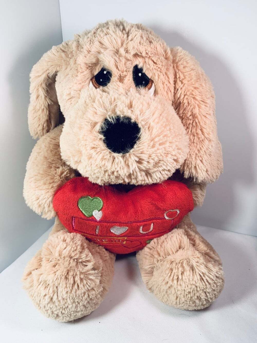 Vintage Sad Sam Basset Hound CVS dog puppy with velvet heart plush